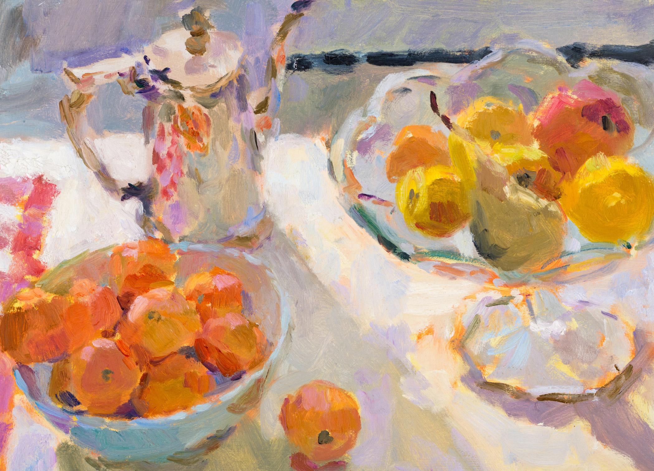 Still Life with Apricots, Pear and Coffee Pot